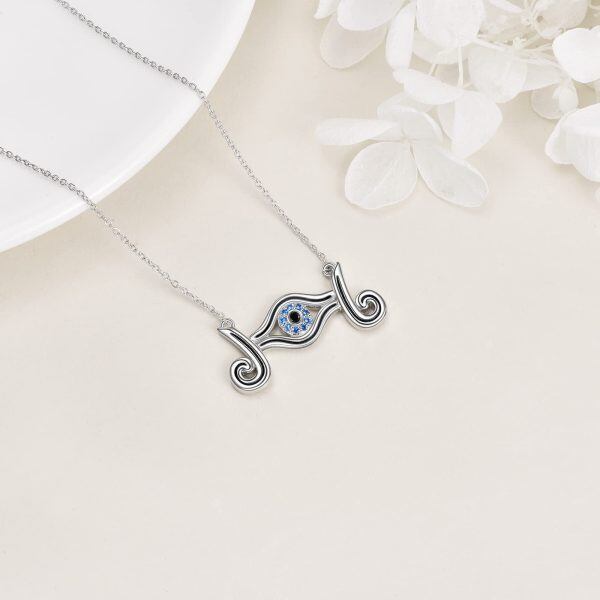 Sterling Silver Blue Evil Eye Pendant Necklace-4