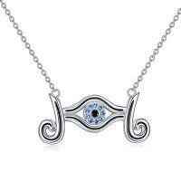 wholesale 925 Sterling Silver Evil Eye Pendant Necklace with Blue Zirconia Luck Charm for Women Girls- Rhodium Plated