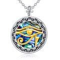 wholesale 925 Sterling Silver Abalone Shell Evil Eye Ankh Pendant Necklace for Women and Men-0-0