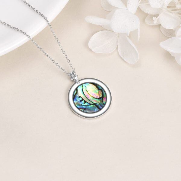 Sterling Silver Evil Eye Abalone Shell Amulet Pendant Necklace-4