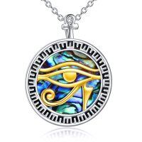 wholesale 925 Sterling Silver Abalone Shell Evil Eye Ankh Pendant Necklace for Women and Men- Rhodium And Gold Plated