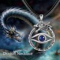 wholesale 925 Sterling Silver Blue Evil Eye Dragon Necklace Pendant Jewelry for Women and Men-0-6