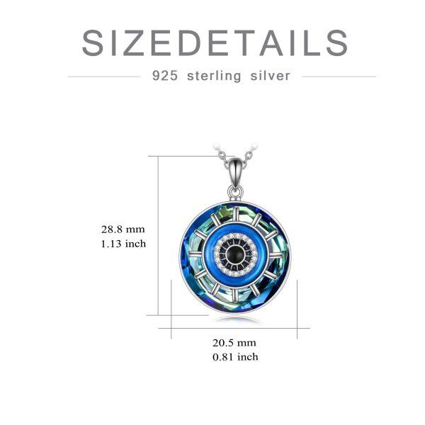 Sterling Silver Evil Eye Pendant Necklace with Crystal Circle-1