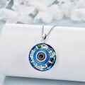 wholesale 925 Sterling Silver Round Blue Crystal Evil Eye Third Eye Pendant Necklace Jewelry-0-4