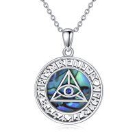 wholesale 925 Sterling Silver Abalone Shell Evil Eye Pendant Necklaces for Women Spiritual Protection s- Rhodium Plated