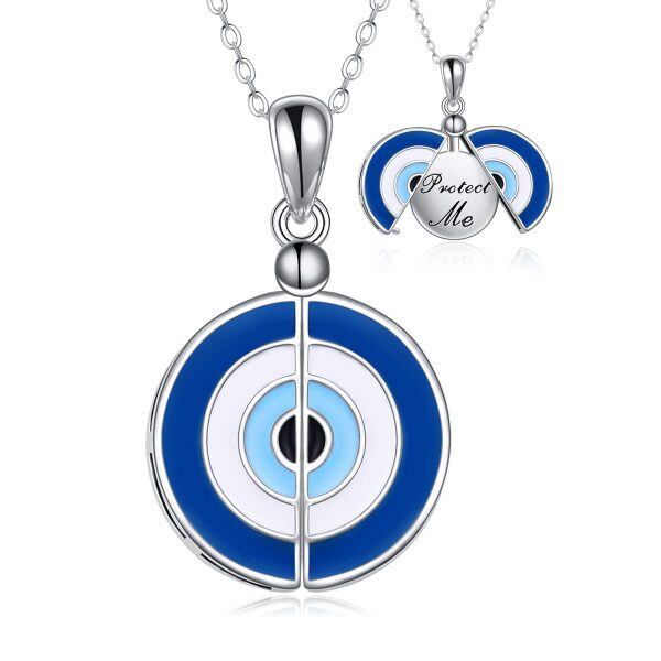 Sterling Silver Blue Evil Eye Pendant Necklace-0