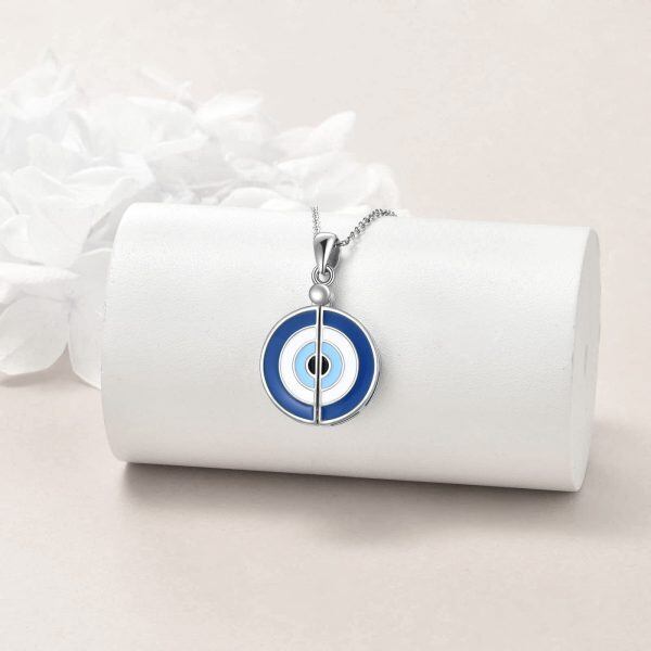 Sterling Silver Blue Evil Eye Pendant Necklace-3