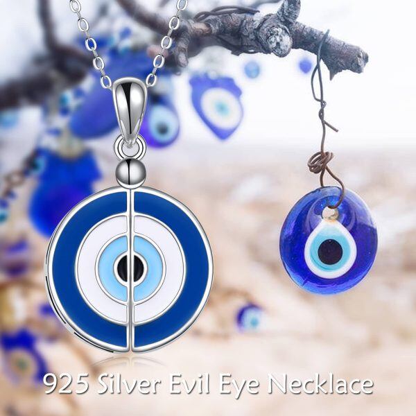 Sterling Silver Blue Evil Eye Pendant Necklace-5