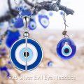 wholesale 925 Sterling Silver Evil Eye Pendant Necklaces with Blue Malachite - Mothers Day Gifts for Her-0-5