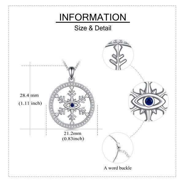 Sterling Silver Snowflake Evil Eye Pendant Necklace-1