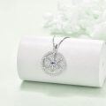 wholesale 925 Sterling Silver Round Blue Stone Evil Eye Snowflake Pendant Necklace for Women Girls Gifts-0-3