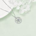 wholesale 925 Sterling Silver Round Blue Stone Evil Eye Snowflake Pendant Necklace for Women Girls Gifts-0-4