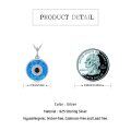 wholesale 925 Sterling Silver Blue Fire Opal Evil Eye CZ Halo Pendant Necklace for Women Girls-0-1