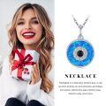 wholesale 925 Sterling Silver Blue Fire Opal Evil Eye CZ Halo Pendant Necklace for Women Girls-0-7