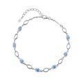 wholesale 925 Sterling Silver Blue CZ Oval Link Bracelet (22-26mm) + Extender-0-0