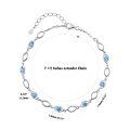 wholesale 925 Sterling Silver Blue CZ Oval Link Bracelet (22-26mm) + Extender-0-3
