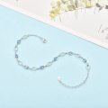 wholesale 925 Sterling Silver Blue CZ Oval Link Bracelet (22-26mm) + Extender-0-4