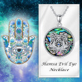 wholesale 925 Sterling Silver Abalone Shell Hamsa Hand Pendant Necklace for Women and Men Protection Lucky Charm s-0-4