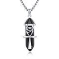 wholesale 925 Sterling Silver Hexagonal Quartz Evil Eye Ankh Pendant Necklaces for Men-0-0