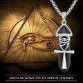wholesale 925 Sterling Silver Hexagonal Quartz Evil Eye Ankh Pendant Necklaces for Men-0-5