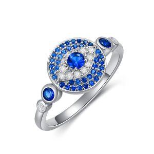 Sterling Silver Evil Eye Amulet Protection Rings-0