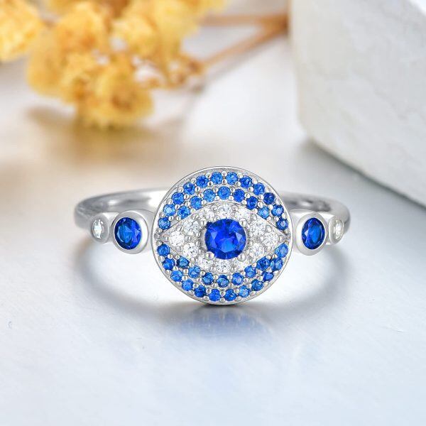 Sterling Silver Evil Eye Amulet Protection Rings-4