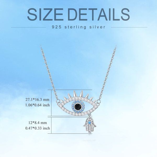 Sterling Silver Evil Eye & Hamsa Hand Pendant Necklace-1