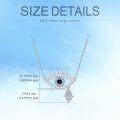 wholesale 925 Sterling Silver Evil Eye Hamsa Hand Pendant Necklace with Blue CZ Stones for Women and Girls-0-1
