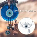 wholesale 925 Sterling Silver Evil Eye Hamsa Hand Pendant Necklace with Blue CZ Stones for Women and Girls-0-5