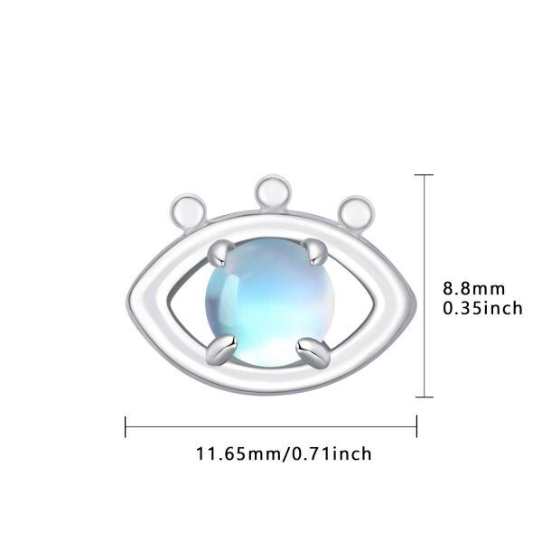 Sterling Silver 5 mm Moonstone Evil Eye Stud Earrings-1