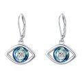 wholesale 925 Sterling Silver Evil Eye Drop Earrings with Blue Crystals and Lucky Charm Protection s for Women-0-0