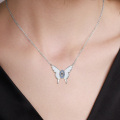 wholesale 925 Sterling Silver White Opal Evil Eye Butterfly Pendant Necklace for Women-0-2
