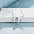 wholesale 925 Sterling Silver White Opal Evil Eye Butterfly Pendant Necklace for Women-0-4