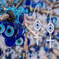 wholesale 925 Sterling Silver Blue Evil Eye Cross Dangle Drop Earrings for Women-0-5