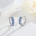 wholesale 925 Sterling Silver Blue Crystal Flower Huggie Hoop Earrings Gift for Women and Girls-0-5