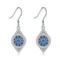 wholesale 925 Sterling Silver Evil Eye Blue Crystal Drop Dangle Earrings for Women and Girls-0-0