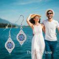 wholesale 925 Sterling Silver Evil Eye Blue Crystal Drop Dangle Earrings for Women and Girls-0-5