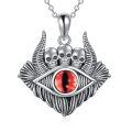 wholesale 925 Sterling Silver Red Evil Eye with Three Skulls Pendant Necklace for Women and Men-0-0