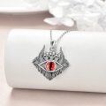 wholesale 925 Sterling Silver Red Evil Eye with Three Skulls Pendant Necklace for Women and Men-0-3
