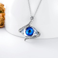 wholesale 925 Sterling Silver Snake & Blue Evil Eye Pendant Necklace Austrian Crystals Jewelry for Women-0-3