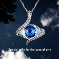 wholesale 925 Sterling Silver Snake & Blue Evil Eye Pendant Necklace Austrian Crystals Jewelry for Women-0-5