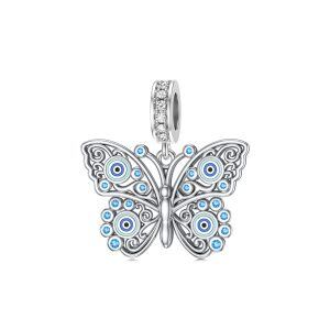 Sterling Silver Butterfly Evil Eye Dangle Charms-0