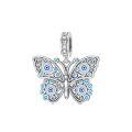 wholesale 925 Sterling Silver Butterfly Blue Evil Eye Charm Pendant Jewelry for Bracelet or Anklets-0-0