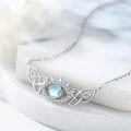 wholesale 925 Sterling Silver Celtic Knot Evil Eye Pendant Necklace w/ Rainbow Moonstone for Women-0-4