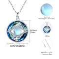 wholesale 925 Sterling Silver Blue Evil Eye Crystal Pendant Lucky Charm Necklace for Women Gifts-0-1