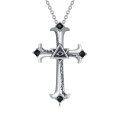 wholesale 925 Sterling Silver Black Onyx Eye of Providence Cross Pendant Necklace s for Women and Men-0-0