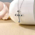 wholesale 925 Sterling Silver Black Onyx Eye of Providence Cross Pendant Necklace s for Women and Men-0-3