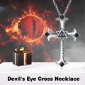 wholesale 925 Sterling Silver Black Onyx Eye of Providence Cross Pendant Necklace s for Women and Men-0-5