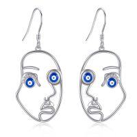 wholesale 925 Sterling Silver Evil Eye Face Drop Earrings for Women and Girls- Rhodium Plated