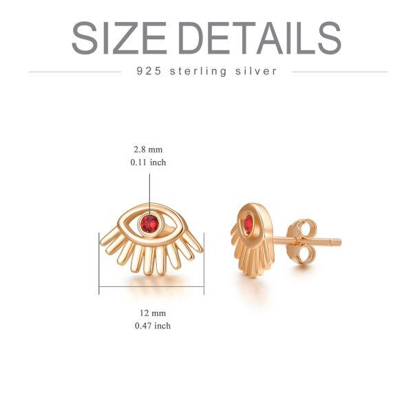 Sterling Silver with Rose Gold Plated Evil Eye Stud Earrings-1